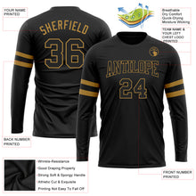 Load image into Gallery viewer, Custom Black Black-Old Gold Long Sleeve Performance T-Shirt