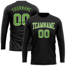 Загрузить изображение в средство просмотра галереи, Custom Black Neon Green-White Long Sleeve Performance T-Shirt