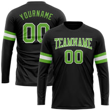 Загрузить изображение в средство просмотра галереи, Custom Black Neon Green-White Long Sleeve Performance T-Shirt