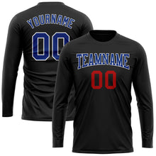Загрузить изображение в средство просмотра галереи, Custom Black Royal Red-White Long Sleeve Performance T-Shirt