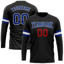 Загрузить изображение в средство просмотра галереи, Custom Black Royal Red-White Long Sleeve Performance T-Shirt