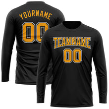 Загрузить изображение в средство просмотра галереи, Custom Black Gold-White Long Sleeve Performance T-Shirt