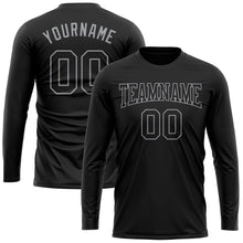 Load image into Gallery viewer, Custom Black Black-Gray Long Sleeve Performance T-Shirt