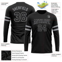 Load image into Gallery viewer, Custom Black Black-Gray Long Sleeve Performance T-Shirt