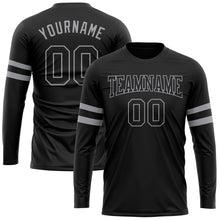 Load image into Gallery viewer, Custom Black Black-Gray Long Sleeve Performance T-Shirt
