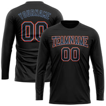 Загрузить изображение в средство просмотра галереи, Custom Black Black Powder Blue-Orange Long Sleeve Performance T-Shirt