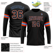 Загрузить изображение в средство просмотра галереи, Custom Black Black Powder Blue-Orange Long Sleeve Performance T-Shirt