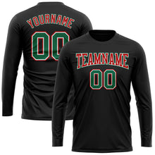 Charger l'image dans la galerie, Custom Black Kelly Green Red-White Long Sleeve Performance T-Shirt