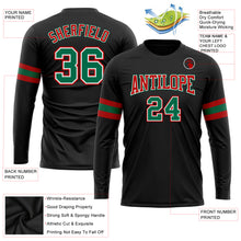 Charger l'image dans la galerie, Custom Black Kelly Green Red-White Long Sleeve Performance T-Shirt