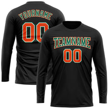 Загрузить изображение в средство просмотра галереи, Custom Black Orange Kelly Green-White Long Sleeve Performance T-Shirt