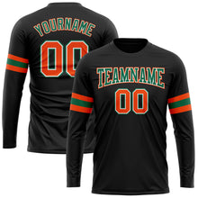 Загрузить изображение в средство просмотра галереи, Custom Black Orange Kelly Green-White Long Sleeve Performance T-Shirt