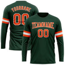 Load image into Gallery viewer, Custom Green Orange-White Long Sleeve Performance T-Shirt