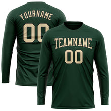 Load image into Gallery viewer, Custom Green Cream-Black Long Sleeve Performance T-Shirt