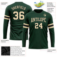 Load image into Gallery viewer, Custom Green Cream-Black Long Sleeve Performance T-Shirt