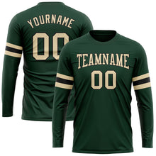 Load image into Gallery viewer, Custom Green Cream-Black Long Sleeve Performance T-Shirt
