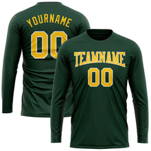 Load image into Gallery viewer, Custom Green Gold-White Long Sleeve Performance T-Shirt