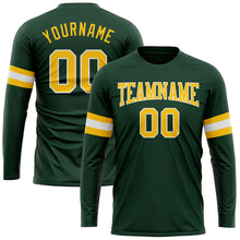 Load image into Gallery viewer, Custom Green Gold-White Long Sleeve Performance T-Shirt