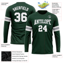 Load image into Gallery viewer, Custom Green White-Gray Long Sleeve Performance T-Shirt