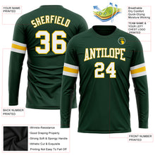 Load image into Gallery viewer, Custom Green White-Gold Long Sleeve Performance T-Shirt