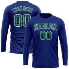 Load image into Gallery viewer, Custom Royal Kelly Green-White Long Sleeve Performance T-Shirt