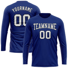 Load image into Gallery viewer, Custom Royal White-Black Long Sleeve Performance T-Shirt