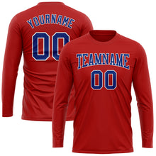 Load image into Gallery viewer, Custom Red Royal-White Long Sleeve Performance T-Shirt