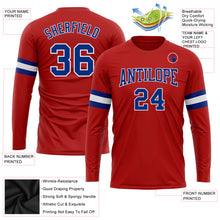 Load image into Gallery viewer, Custom Red Royal-White Long Sleeve Performance T-Shirt