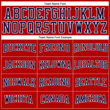 Load image into Gallery viewer, Custom Red Navy-White Long Sleeve Performance T-Shirt