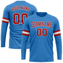 Загрузить изображение в средство просмотра галереи, Custom Powder Blue Red-White Long Sleeve Performance T-Shirt