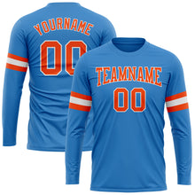 Загрузить изображение в средство просмотра галереи, Custom Powder Blue Orange-White Long Sleeve Performance T-Shirt