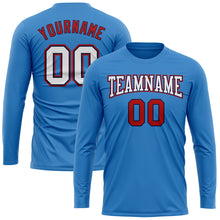 Загрузить изображение в средство просмотра галереи, Custom Powder Blue White Red-Navy Long Sleeve Performance T-Shirt