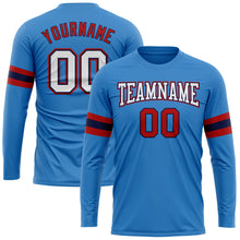 Загрузить изображение в средство просмотра галереи, Custom Powder Blue White Red-Navy Long Sleeve Performance T-Shirt