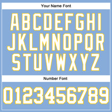 Load image into Gallery viewer, Custom Light Blue White-Gold Long Sleeve Performance T-Shirt