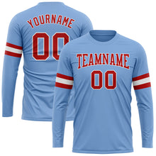 Загрузить изображение в средство просмотра галереи, Custom Light Blue Red-White Long Sleeve Performance T-Shirt