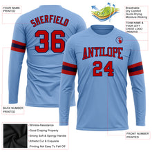 Загрузить изображение в средство просмотра галереи, Custom Light Blue Red-Navy Long Sleeve Performance T-Shirt
