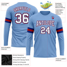 Charger l'image dans la galerie, Custom Light Blue White Royal-Red Long Sleeve Performance T-Shirt