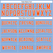 Load image into Gallery viewer, Custom Light Blue Orange-White Long Sleeve Performance T-Shirt