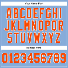 Load image into Gallery viewer, Custom Light Blue Orange-White Long Sleeve Performance T-Shirt