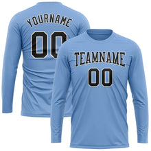 Load image into Gallery viewer, Custom Light Blue Black-White Long Sleeve Performance T-Shirt