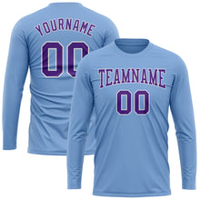 Charger l'image dans la galerie, Custom Light Blue Purple-White Long Sleeve Performance T-Shirt