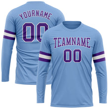 Charger l'image dans la galerie, Custom Light Blue Purple-White Long Sleeve Performance T-Shirt