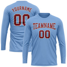 Charger l'image dans la galerie, Custom Light Blue Crimson-Cream Long Sleeve Performance T-Shirt