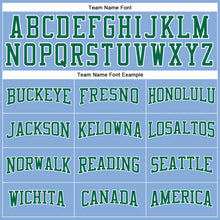 Load image into Gallery viewer, Custom Light Blue Kelly Green-White Long Sleeve Performance T-Shirt