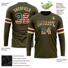 Laden Sie das Bild in den Galerie-Viewer, Custom Olive Vintage USA Flag-Cream Long Sleeve Performance Salute To Service T-Shirt