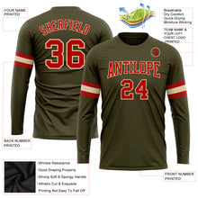 Загрузить изображение в средство просмотра галереи, Custom Olive Red-Cream Long Sleeve Performance Salute To Service T-Shirt