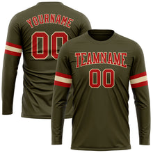 Загрузить изображение в средство просмотра галереи, Custom Olive Red-Cream Long Sleeve Performance Salute To Service T-Shirt