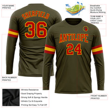 Загрузить изображение в средство просмотра галереи, Custom Olive Red-Gold Long Sleeve Performance Salute To Service T-Shirt