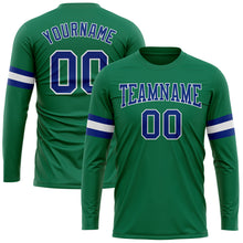 Загрузить изображение в средство просмотра галереи, Custom Kelly Green Royal-White Long Sleeve Performance Salute To Service T-Shirt