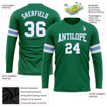 Load image into Gallery viewer, Custom Kelly Green White-Light Blue Long Sleeve Performance Salute To Service T-Shirt