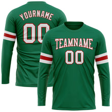 Load image into Gallery viewer, Custom Kelly Green White-Red Long Sleeve Performance Salute To Service T-Shirt